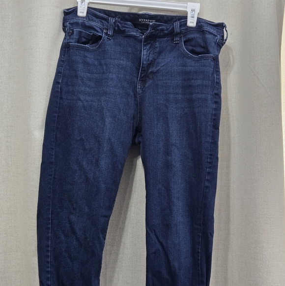 Liverpool Dark Blue Crop Cuffed Jeans - Picture 2 of 4